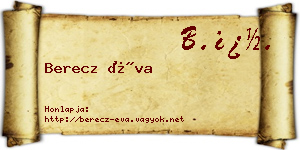 Berecz Éva névjegykártya